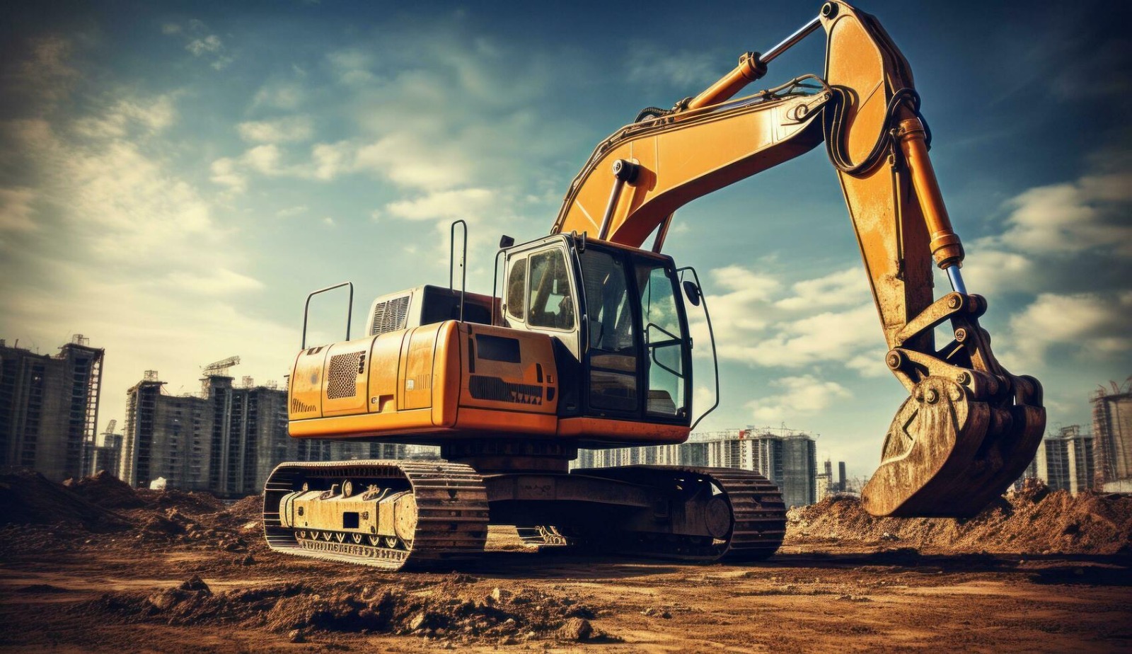 Excavadora oruga moviendo tierra